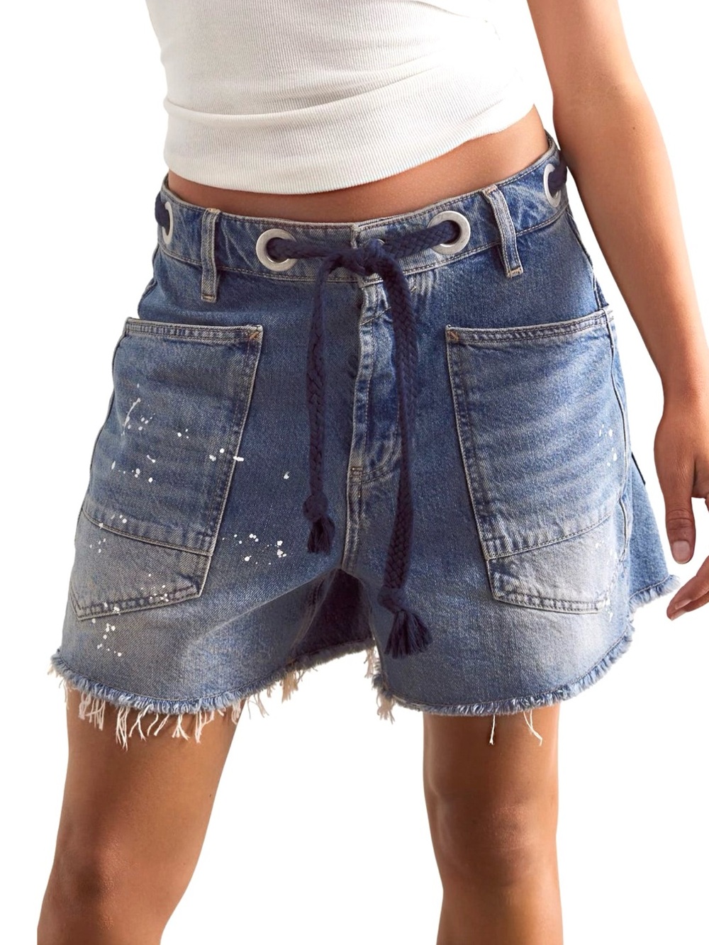 NWT Free People x We The Free Moxie Denim Belted Low Slung Cutoff Shorts